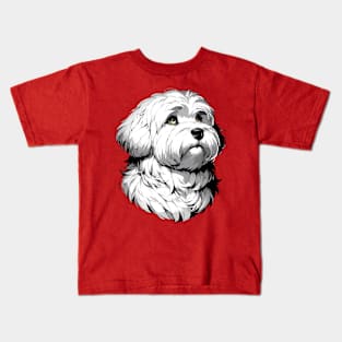 Stunning and Cool Coton de Tulear Monochrome and Gold Portrait for Father's Day Kids T-Shirt